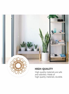 Excefore Rattan Wall Mirror Round Hanging Mirror Sunflower Circular Wall Mirror Decor Nordic Style Wicker Dressing Makeup Mirror Decor  - Image 2