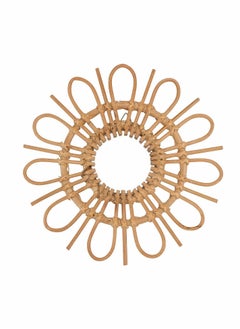 Excefore Rattan Wall Mirror Round Hanging Mirror Sunflower Circular Wall Mirror Decor Nordic Style Wicker Dressing Makeup Mirror Decor  - Image 1