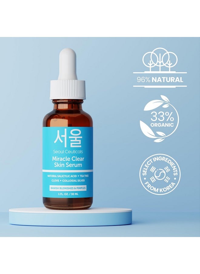 seoulceuticals - Korean Acne Serum Skin Care Treatment For Acne Prone Skin Rapid Action Salicylic Acid Tea Tree & Clove For Even Skin Tone 1Oz - Image 1