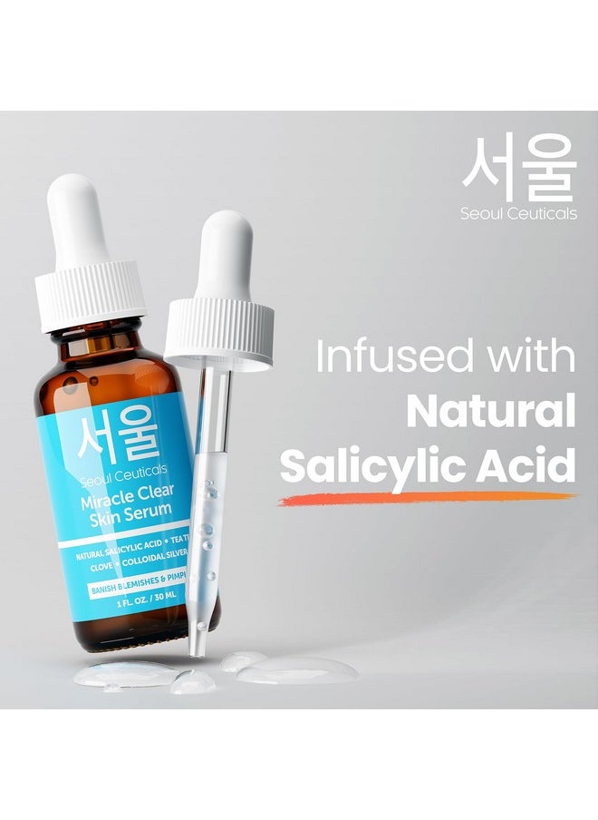 seoulceuticals - Korean Acne Serum Skin Care Treatment For Acne Prone Skin Rapid Action Salicylic Acid Tea Tree & Clove For Even Skin Tone 1Oz - Image 1