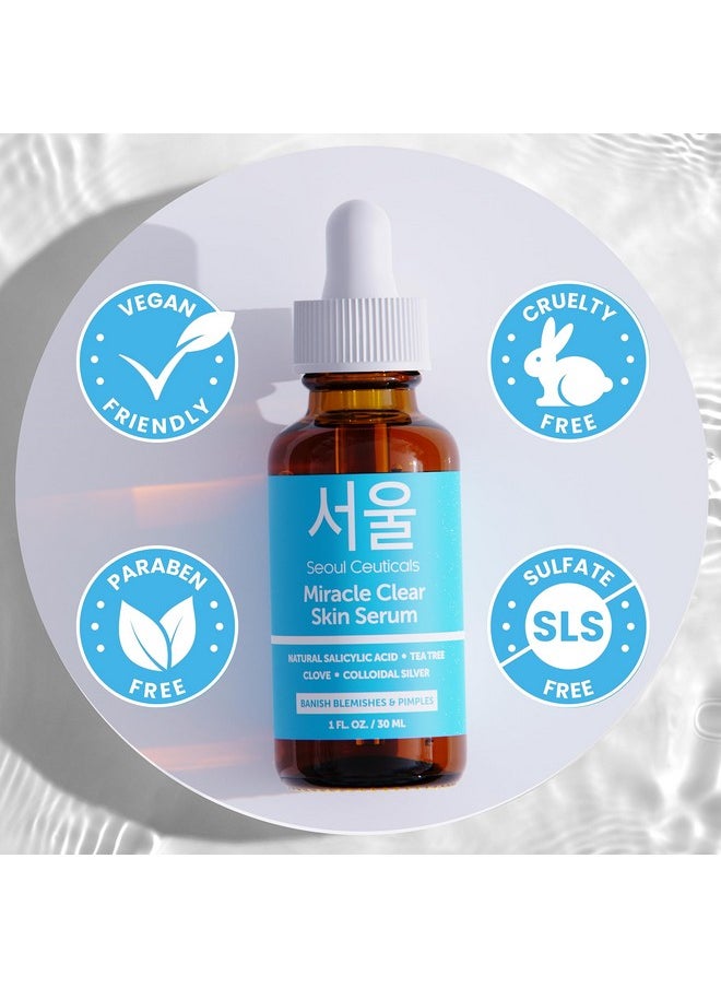 seoulceuticals - Korean Acne Serum Skin Care Treatment For Acne Prone Skin Rapid Action Salicylic Acid Tea Tree & Clove For Even Skin Tone 1Oz - Image 1