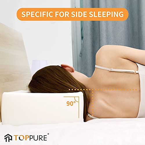 TOPPURE Cube Memory Foam Pillow for Side Sleepers (12"/12"/5" Extra Soft), Cervical Pillow for Neck Pain, Coach Pillow, Travel Pillow, Pillowcase Removeable and Washable, White - Image 3