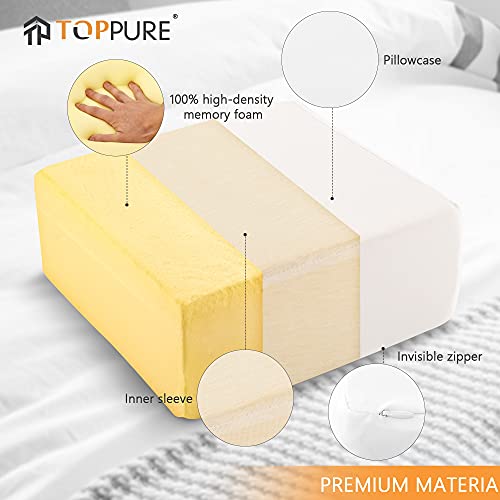 TOPPURE Cube Memory Foam Pillow for Side Sleepers (12"/12"/5" Extra Soft), Cervical Pillow for Neck Pain, Coach Pillow, Travel Pillow, Pillowcase Removeable and Washable, White - Image 2