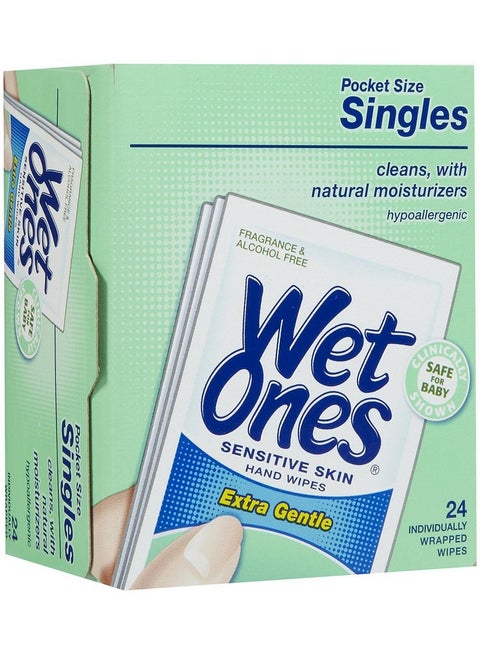 Singles Sensitive Skin Individually Wrapped Hand Moist Wipes 24 Count (Pack Of 1)