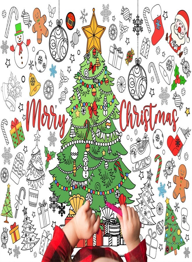 Whaline Merry Christmas Giant Coloring Poster 31.4 x 43.3 Inch Decorative Xmas Tree DIY Drawing Blank Doodle Art Banner for Classroom Home School Crafts - Image 1