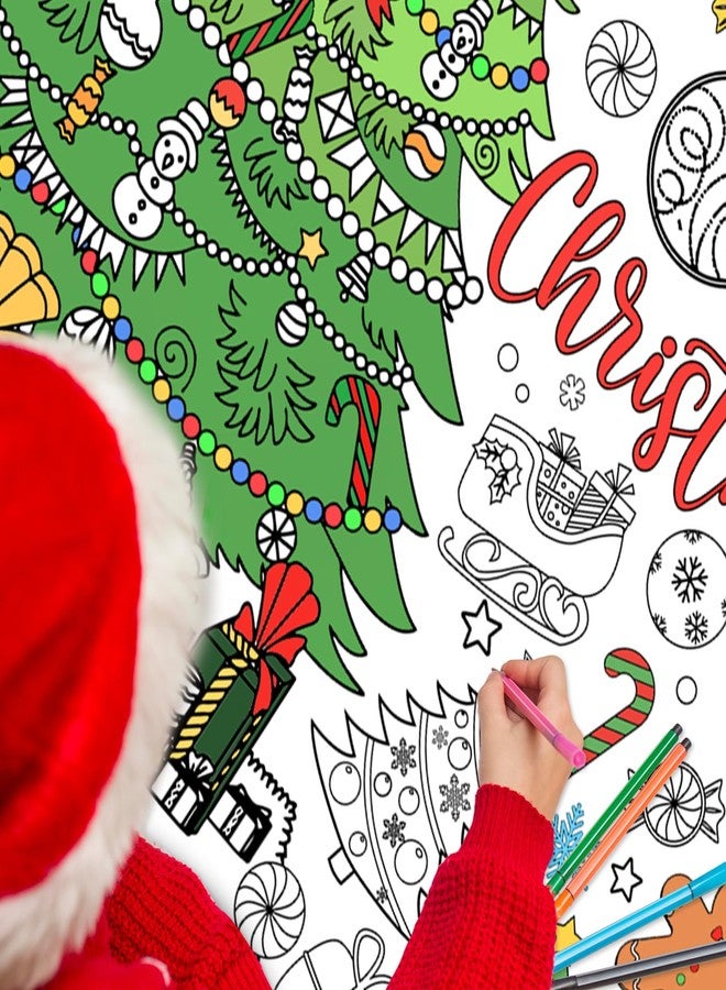 Whaline Merry Christmas Giant Coloring Poster 31.4 x 43.3 Inch Decorative Xmas Tree DIY Drawing Blank Doodle Art Banner for Classroom Home School Crafts - Image 5