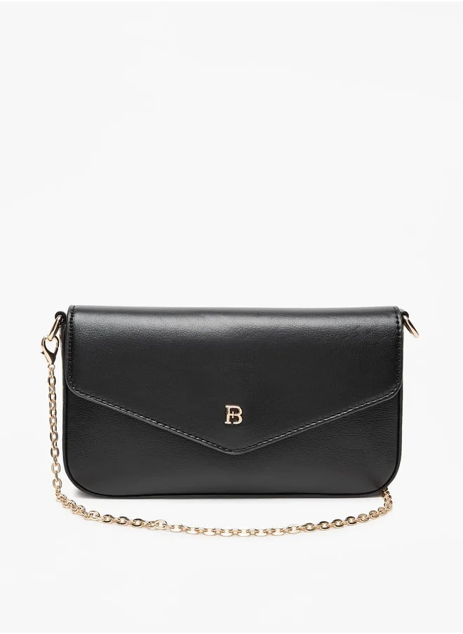 Flora Bella Solid Crossbody Bag with Button Closure and Chain Strap