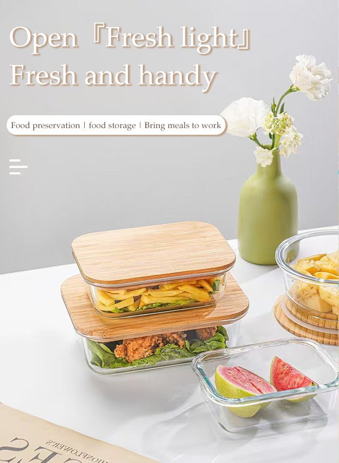 DUNISO مجموعة حاويات طعام من زجاج البورسليكات 3 قطع، صندوق غداء مع غطاء، صندوق حفظ مستطيل، صندوق تخزين الطعام، منظم خزانة المطبخ، مقاوم لدرجات الحرارة العالية، سهل التنظيف، مناسب لتخزين الخضروات والفواكه واللحوم - Image 2