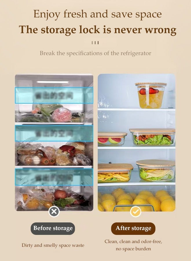 DUNISO مجموعة حاويات طعام من زجاج البورسليكات 3 قطع، صندوق غداء مع غطاء، صندوق حفظ مستطيل، صندوق تخزين الطعام، منظم خزانة المطبخ، مقاوم لدرجات الحرارة العالية، سهل التنظيف، مناسب لتخزين الخضروات والفواكه واللحوم - Image 3