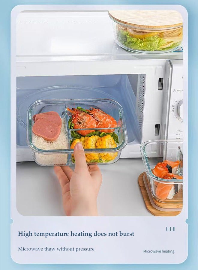 DUNISO مجموعة حاويات طعام من زجاج البورسليكات 3 قطع، صندوق غداء مع غطاء، صندوق حفظ مستطيل، صندوق تخزين الطعام، منظم خزانة المطبخ، مقاوم لدرجات الحرارة العالية، سهل التنظيف، مناسب لتخزين الخضروات والفواكه واللحوم - Image 5