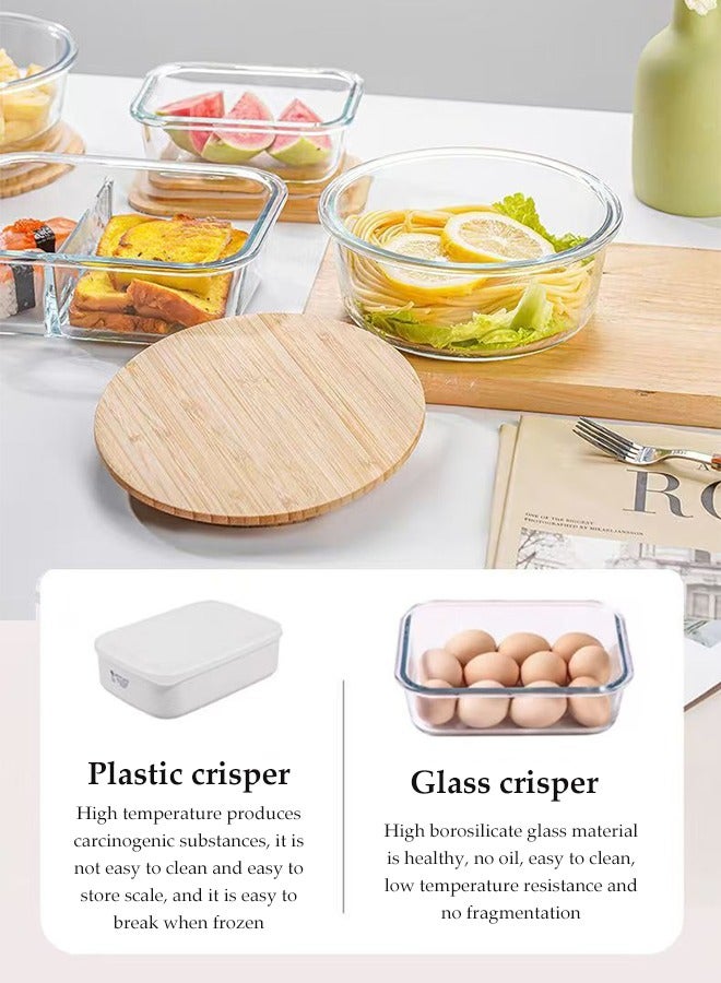 DUNISO مجموعة حاويات طعام من زجاج البورسليكات 3 قطع، صندوق غداء مع غطاء، صندوق حفظ مستطيل، صندوق تخزين الطعام، منظم خزانة المطبخ، مقاوم لدرجات الحرارة العالية، سهل التنظيف، مناسب لتخزين الخضروات والفواكه واللحوم - Image 4