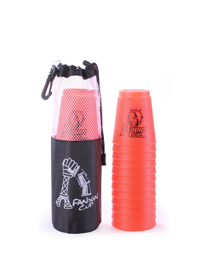 Generation Rapid Stacking Cup Competition Speed Stacking 688a Color Box Net Bag Educational Toys E-commerce-Color:Generation Cup Orange + Mesh Bag  - Image 1