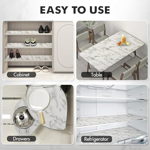 SUNBIRD Drawer and Shelf Liner for Kitchen Cabinet Self Adhesive Waterproof Shelf Paper Refrigerator Liners White Marble Storage, Desks, Kitchenware, Tableware (White Marble, 40 x 127 cm) - Image 3