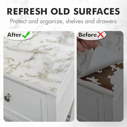 SUNBIRD Drawer and Shelf Liner for Kitchen Cabinet Self Adhesive Waterproof Shelf Paper Refrigerator Liners White Marble Storage, Desks, Kitchenware, Tableware (White Marble, 40 x 127 cm) - Image 4