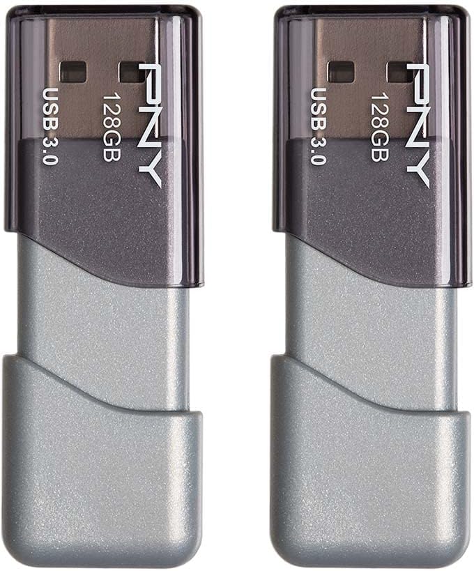 PNY 128GB Turbo Attaché 3 USB 3.0 Flash Drive, Silver (Pack of 2) - Image 1