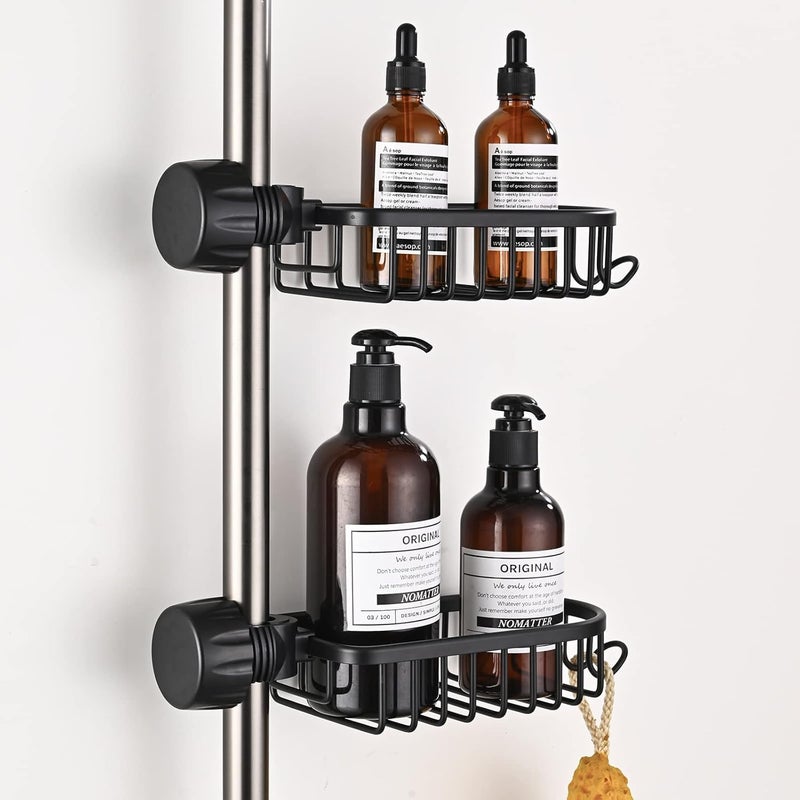 KEYOZA Kitchen Sink Faucet Sponge Holder Caddy Organizer Over, Stainless Steel Heavy Duty Thickening Hanging Drain Rack for scrubbers, soap, Bathroom, Detachable no Suction Cup Bathroom (BLACK-2PC) - Image 2