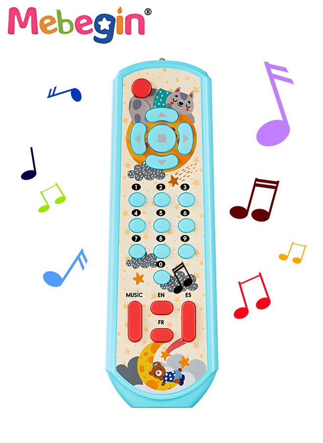 MEBEGIN Kids TV Remote Control Toy with Light and Sound, Early Multi-Language Educational Sensory Learning Toys, Learning Musical Sensory Toy with 3 Different Languages, 2 AAA batteries(not included)  - Image 2