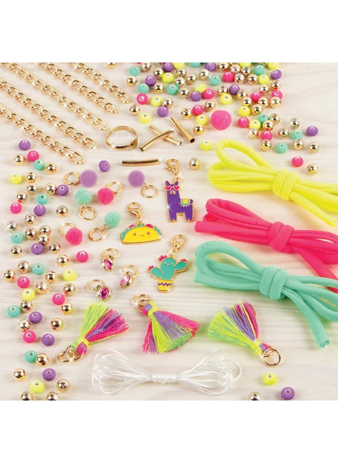 Make It Real Make It Real: Neo-Brite Chains & Charms Kit - Create 10 Unique Cord & Tassel Charm Bracelets, 195 Pieces, Includes Play Tray,DIY Playful Charm & Jewelry Kit, Tweens & Girls, Arts & Crafts, Ages 8+  - Image 2