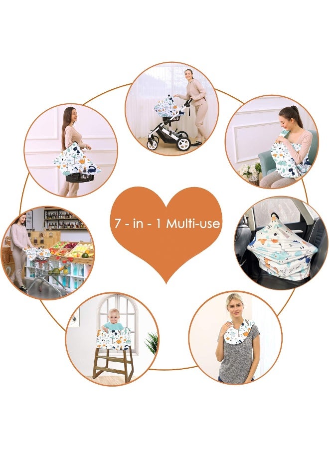 Hicoco Multi-use Carseat Canopy cover - Breathable Breastfeeding Covers, Car Seat Covers for Babies, Stroller Canopy Cover (cute dinosaur) - Image 4