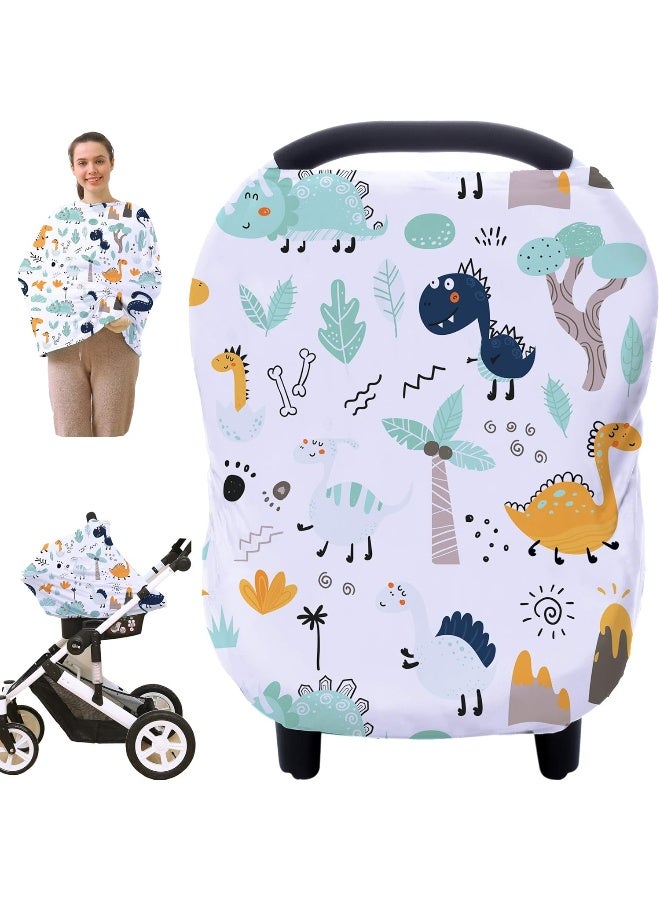Hicoco Multi-use Carseat Canopy cover - Breathable Breastfeeding Covers, Car Seat Covers for Babies, Stroller Canopy Cover (cute dinosaur) - Image 1