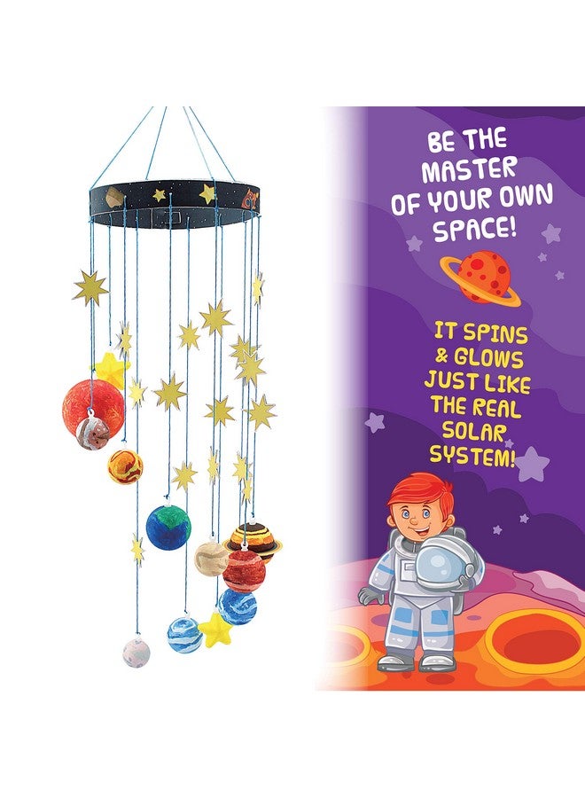Peachy Keen Crafts STEM Learning Fun with 3D Solar System Kit: Complete DIY Mobile Hanging Model, 27-Inch Long with 9 Foam Planets & Sun, 3D Solar System with Paintable Planets, Glow in the Dark Paint, Easy Instructions - Image 4
