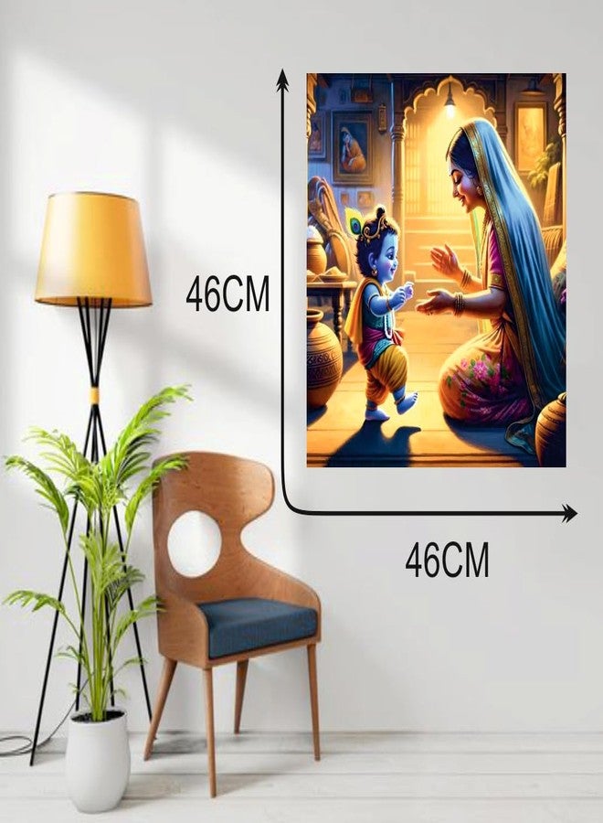 Akki World Vinyl Maa Yashoda With Baal Krishna God Wall Poster For Living Room, Pooja Room, Bedroom, Office (Size - 46Cm X 46Cm) - Image 4