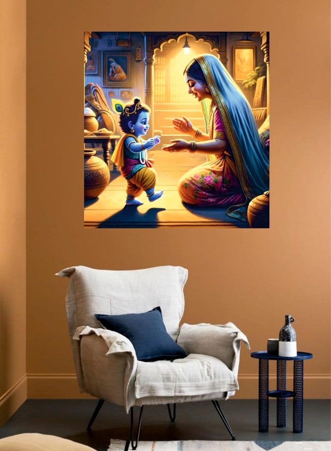 Akki World Vinyl Maa Yashoda With Baal Krishna God Wall Poster For Living Room, Pooja Room, Bedroom, Office (Size - 46Cm X 46Cm) - Image 3