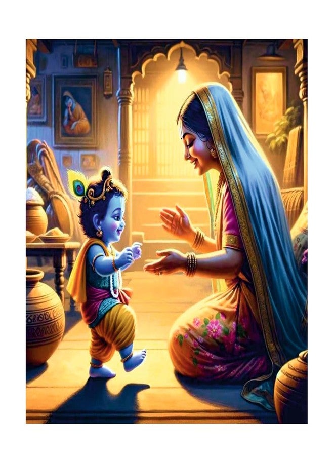 Akki World Vinyl Maa Yashoda With Baal Krishna God Wall Poster For Living Room, Pooja Room, Bedroom, Office (Size - 46Cm X 46Cm) - Image 1