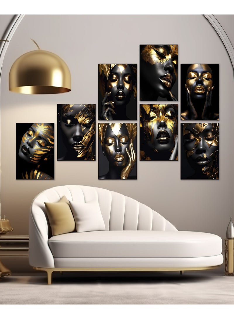 Droplyte 8 Piece of 18x24cm Woman Black & Gold Art Gallery Wall Set - Image 1