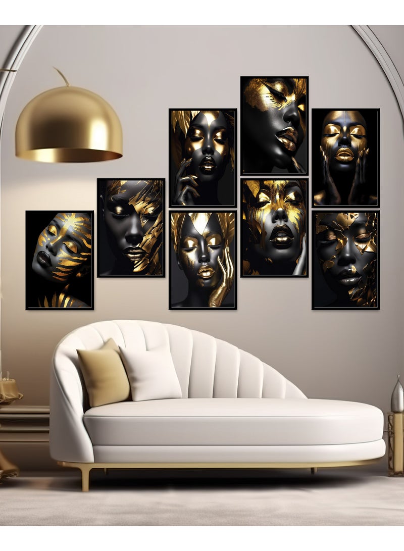 Droplyte 8 Piece of 18x24cm Woman Black & Gold Art Gallery Wall Set - Image 2