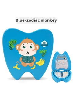 Children's Deciduous Teeth Box Teeth Collection Box Storage Box Baby's Replacement Deciduous Teeth Commemorative Box-Color:Blue Zodiac Monkey