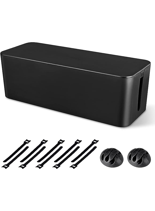 KASTWAVE Management Box,Large Cord Organizer BoxCord Hider Box to Hide Surge Protector Cover on Desk or Floor for Home & Office(Black) - Image 1