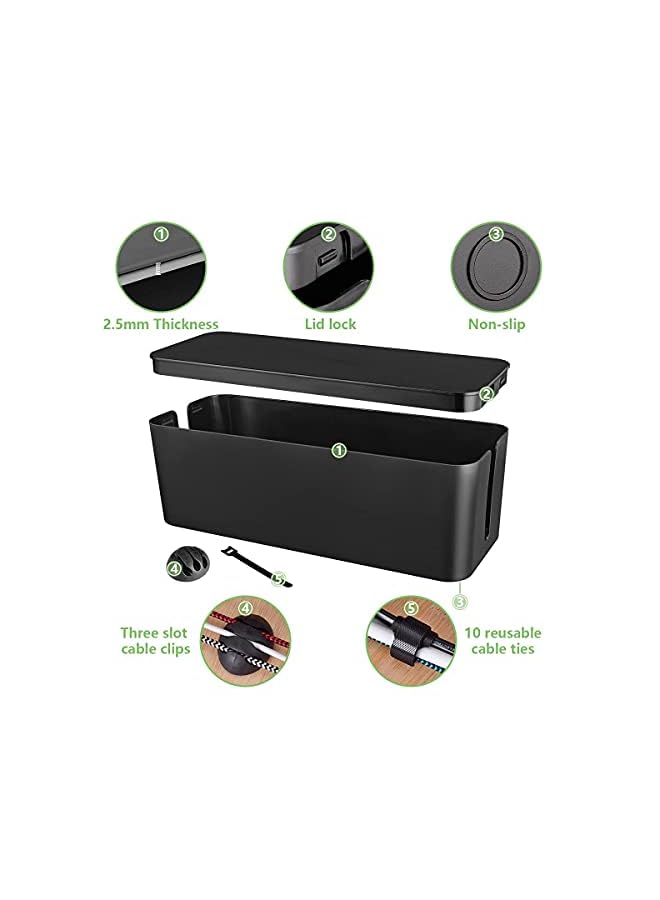 KASTWAVE Management Box,Large Cord Organizer BoxCord Hider Box to Hide Surge Protector Cover on Desk or Floor for Home & Office(Black) - Image 4