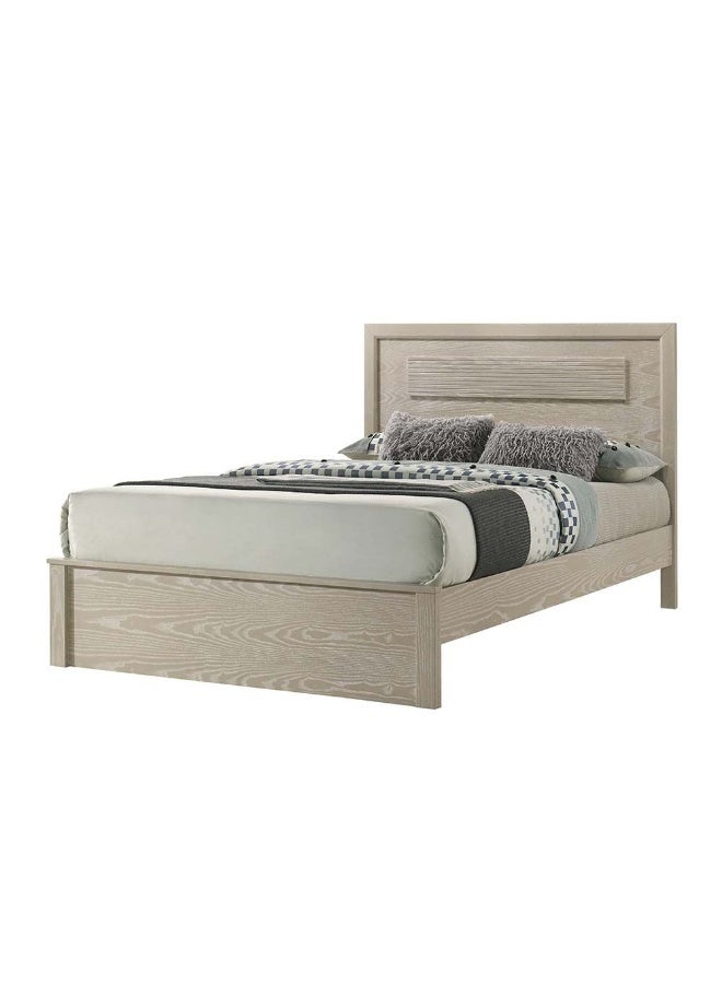 DANUBE HOME Ryan Queen Size Bed Frame 150X200 Queen Bed Solidwood Sturdy Modern Design Wooden Double Bed Furniture Comfortable Bed For Bedroom - Antique Grey Ash Veneer - Image 1