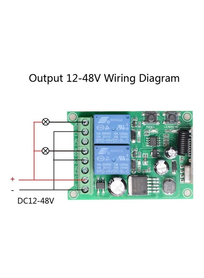تومفيجن وحدة استقبال مرحل مفتاح التحكم عن بعد اللاسلكي العالمي مع جهاز إرسال RF ثنائي القناة DC 12V 2CH 10A - Image 2