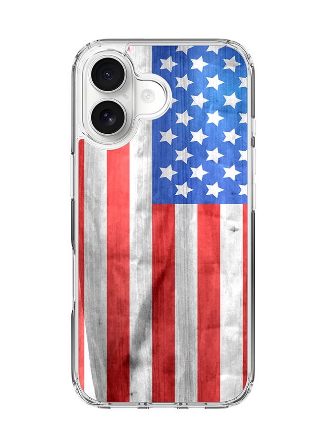 Stylizedd Classic Clear MagSafe Case for iPhone 17 , Hybrid Soft Case Flexible Edges Anti Drop TPU PC Gel Thin Transparent Cover [ Designed for iPhone 17 ] - USA Grunge Flag Full Print