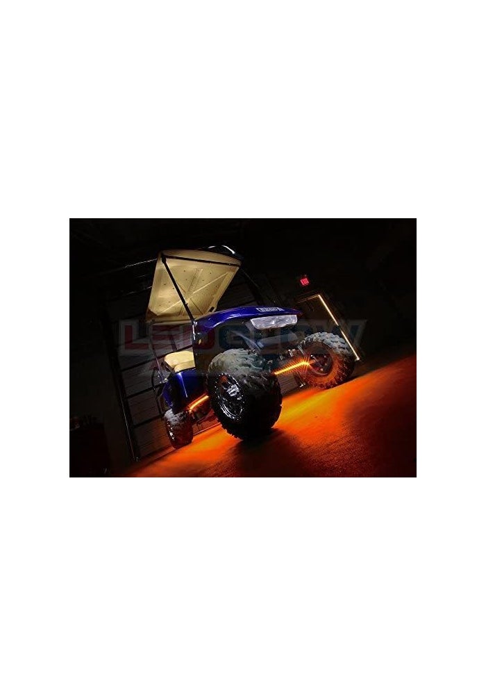 LEDGlow 4pc. Orange LED Golf Cart Underbody Underglow Light Kit - Water Resistant Flexible Tubes with Wireless Remote - Image 3