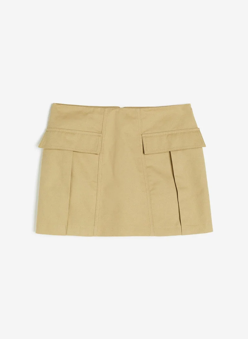 اتش اند ام Linen Blend Cargo Mini Skirt