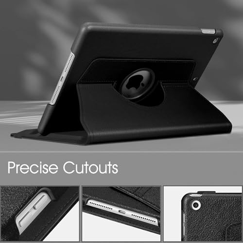 Qubist Rotating Case for iPad 9th Generation (2021) / 8th Generation (2020) / 7th Gen (2019) 10.2 Inch - 360 Degree Rotating Stand Cover with Pencil Holder, Auto Wake Sleep (Black) - Image 5