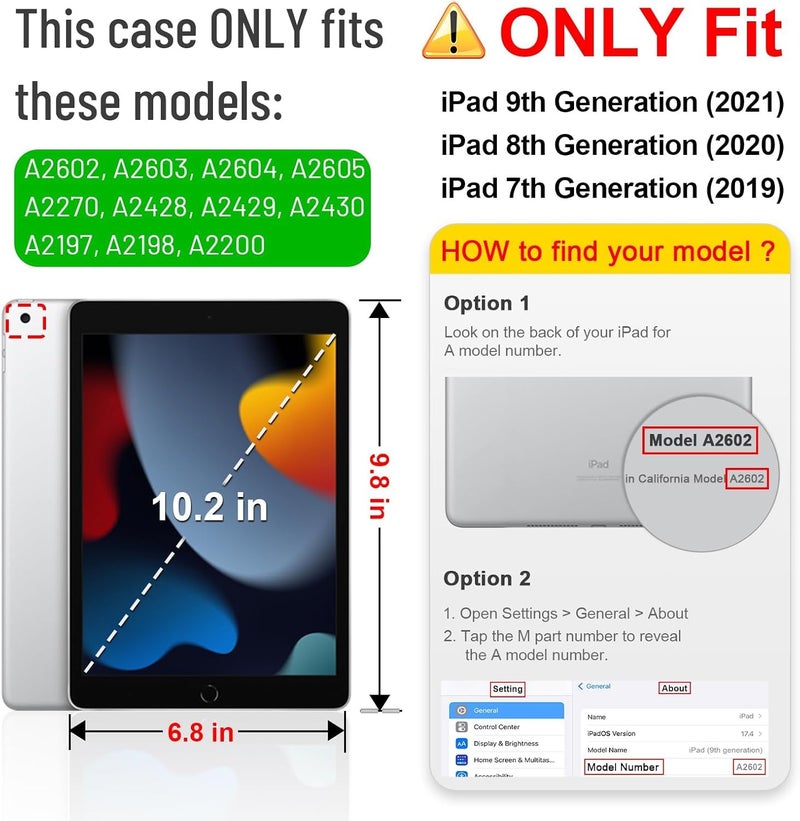 Qubist Rotating Case for iPad 9th Generation (2021) / 8th Generation (2020) / 7th Gen (2019) 10.2 Inch - 360 Degree Rotating Stand Cover with Pencil Holder, Auto Wake Sleep (Black) - Image 2