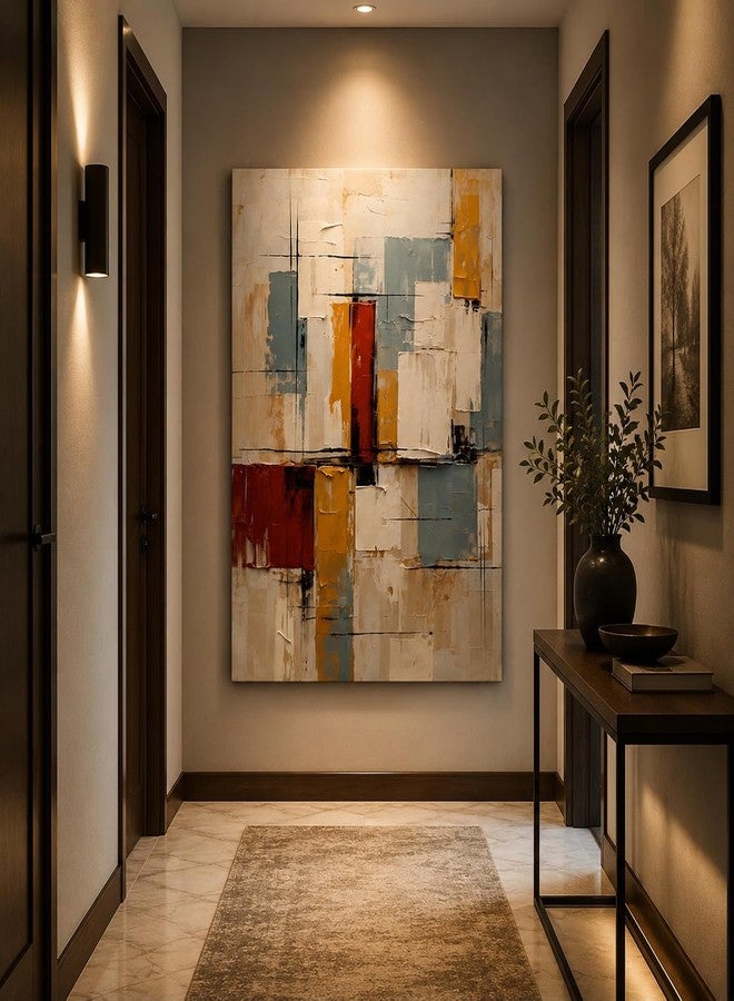 Artsense لوحة جدارية فنية تجريدية هندسية حديثة من آرتسنس لغرفة المعيشة، غرفة النوم، المكتب | فن جداري فاخر ذو ملمس مميز | ديكور منزلي معاصر - Image 1