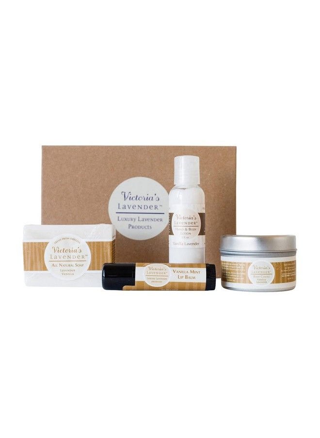 Victoria's Lavender - Natural Body Products Gift Set Handmade Soap Hand & Body Lotion Lip Balm Body Candle Skin Care Sets & Kits Lavender Bath And Body Products For Women Vanilla Lavender - Image 1