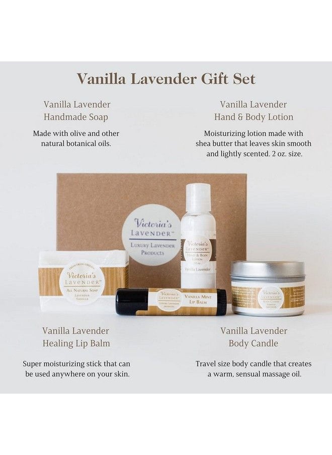 Victoria's Lavender - Natural Body Products Gift Set Handmade Soap Hand & Body Lotion Lip Balm Body Candle Skin Care Sets & Kits Lavender Bath And Body Products For Women Vanilla Lavender - Image 1
