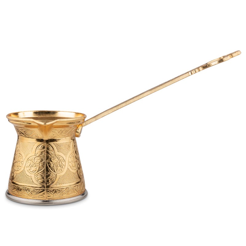 Alisveristime Authentic Turkish Coffee Pot Handmade CezveIbrik 295Inch Width 295Inch Height  1014 Ounce Enhance Your Coffee Experience Now 3 Cup Gold
