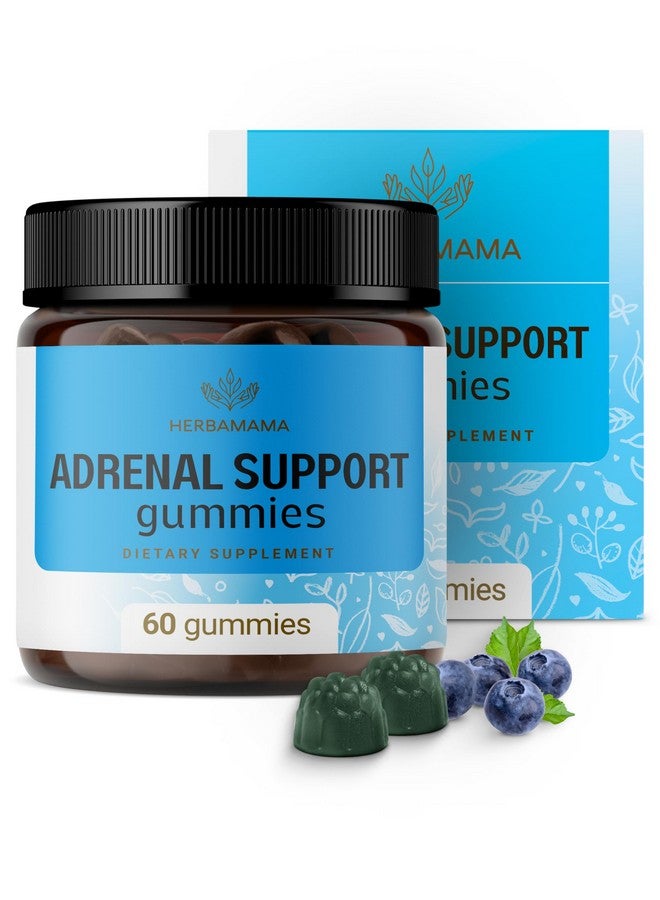 HERBAMAMA Adrenal Support Gummies - Pure Adrenal Complex Supplement for Women with Ashwagandha Root, Rhodiola Rosea & Magnesium - Vegan, Non-GMO - 60 Pectin-Based Blueberry-Flavored Chews - Image 1