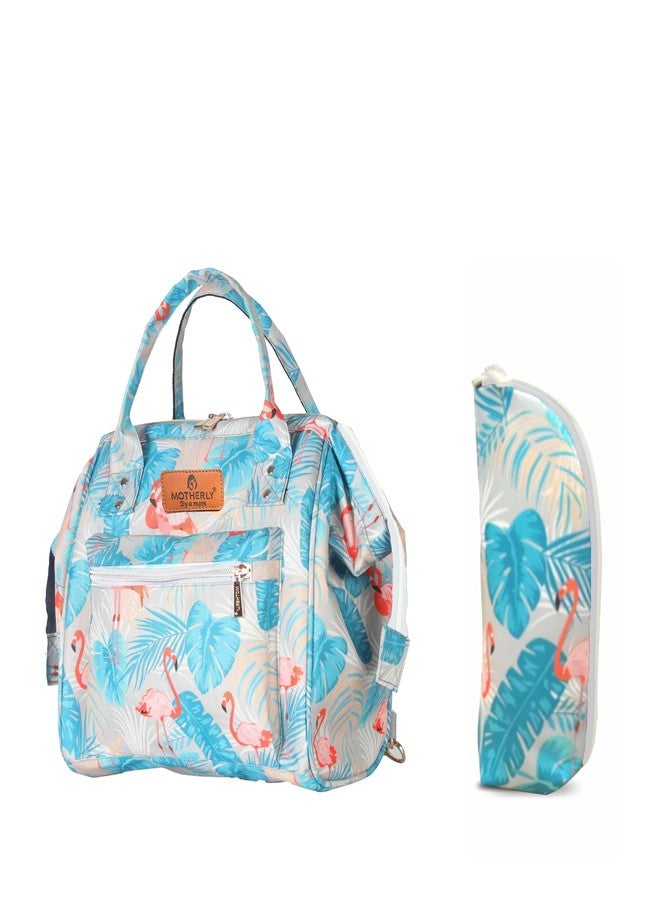 Motherly Mini Diaper Bag for Mothers for Travel, Small Maternity Handbag for Newborn Baby, Mothers Travelling Bag, Multiple Pocket Water Resistant Baby Bag(Flamingo) - Image 1
