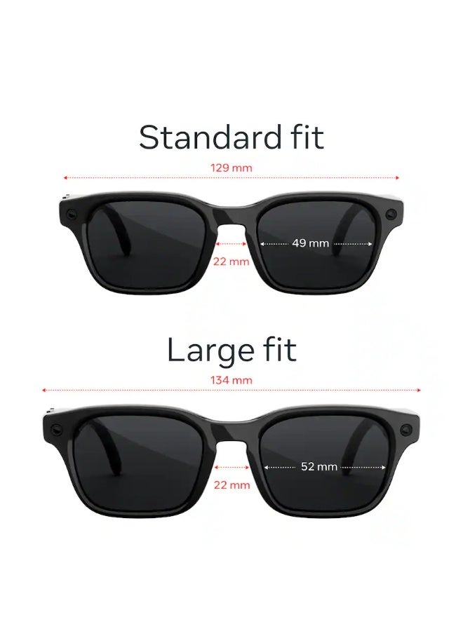Meta 155 mAh Meta Adventurer - Smart AI glasses for Women, Men—Meta AI, 12MP Camera, Live Translate — Polarized Grey Lenses - Classic Black - Size: Large Classic Black - Image 4