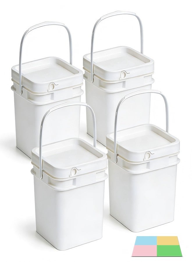 UMETASS Bucket with Lid - 4 Packs Square Clear Plastic Storage Containers, Food Safe with Handle, Airtight Pressure Lids for Kitchen & Home (White, 34 oz) - Image 1