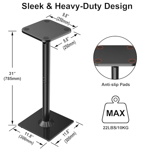 ELIVED Universal Speaker Stand Pair, 31 Inch Height Bookshelf Speaker Stands for Satellite Speaker Large Speaker Up to 22 lbs, Surround Sound Speaker Stand with Cable Management, Black - Image 3