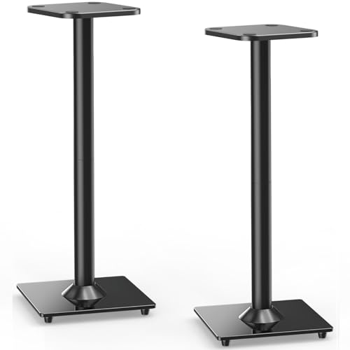ELIVED Universal Speaker Stand Pair, 31 Inch Height Bookshelf Speaker Stands for Satellite Speaker Large Speaker Up to 22 lbs, Surround Sound Speaker Stand with Cable Management, Black - Image 1